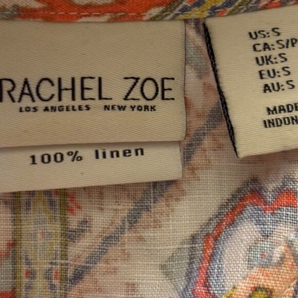 Rachel Zoe NWOT Trapeze Linen Aztec Design Dress With Pockets-Size Small - Picture 5 of 6